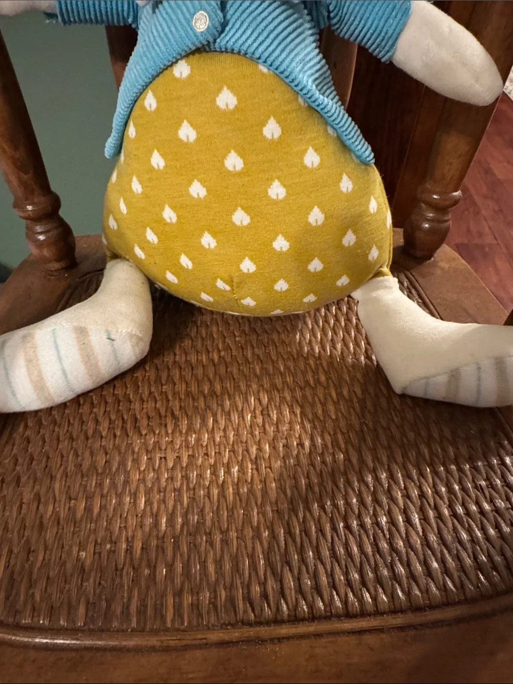 Jellycat Large Lewis Rabbit plush toy in a blue jacket and yellow trousers - Picture 2 of 4